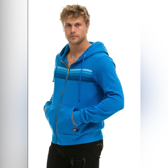 Aviator Nation 5 Stripe Zip-Up Hoodie UNISEX - Picture 10 of 12